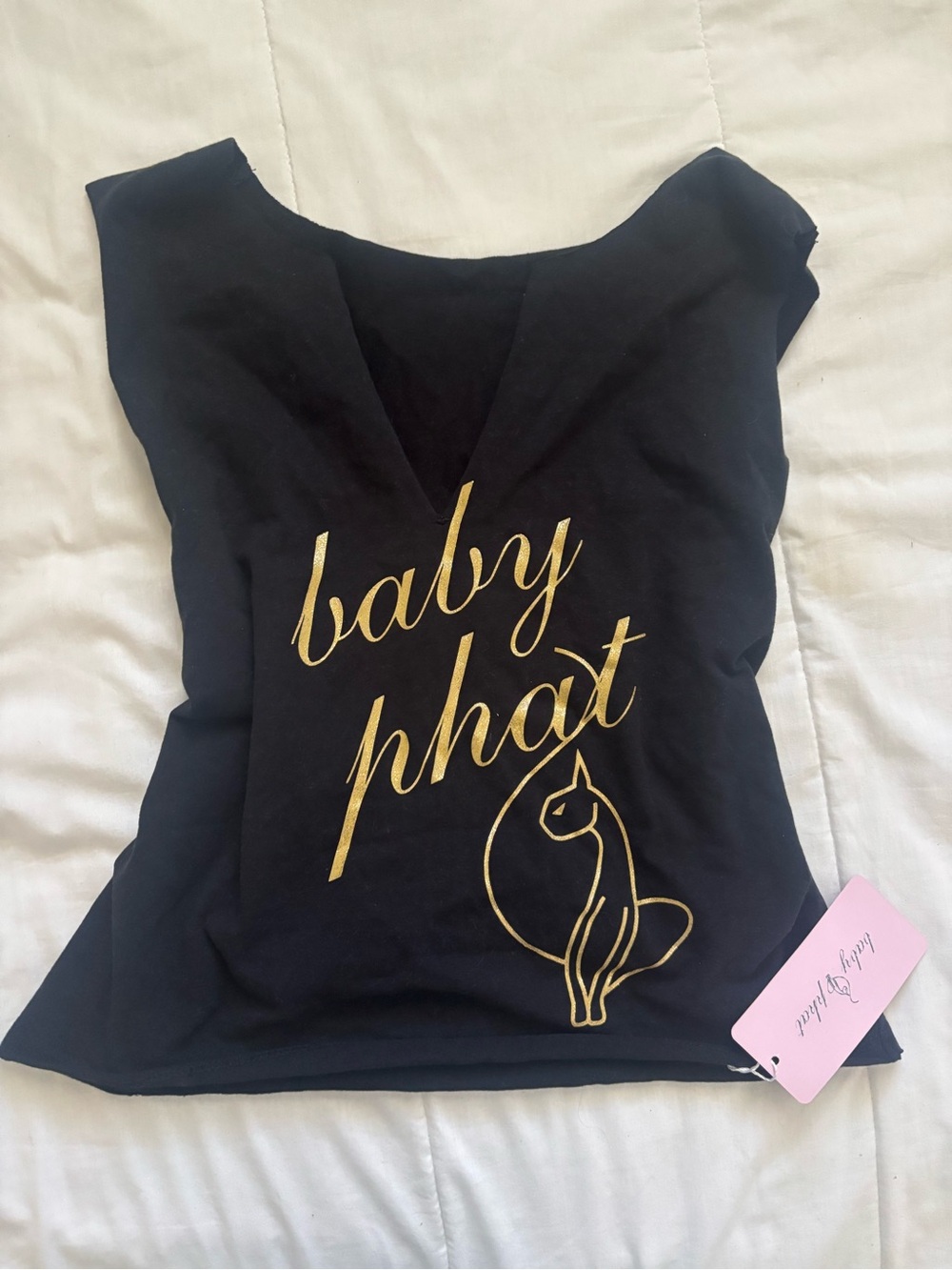 Baby Phat Black Tee with Gold Metallic Logo